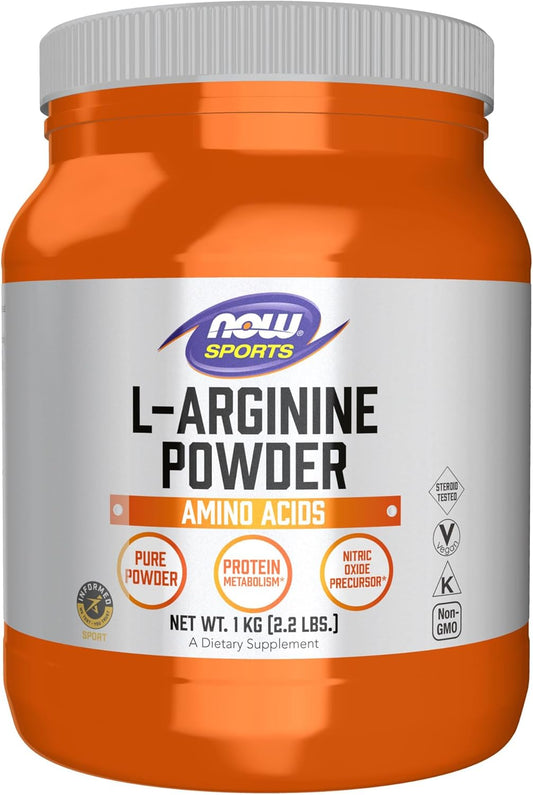 NOW Foods Sports Nutrition L-Arginine Powder for Nitric Oxide Support - 2.2-Pound Jar