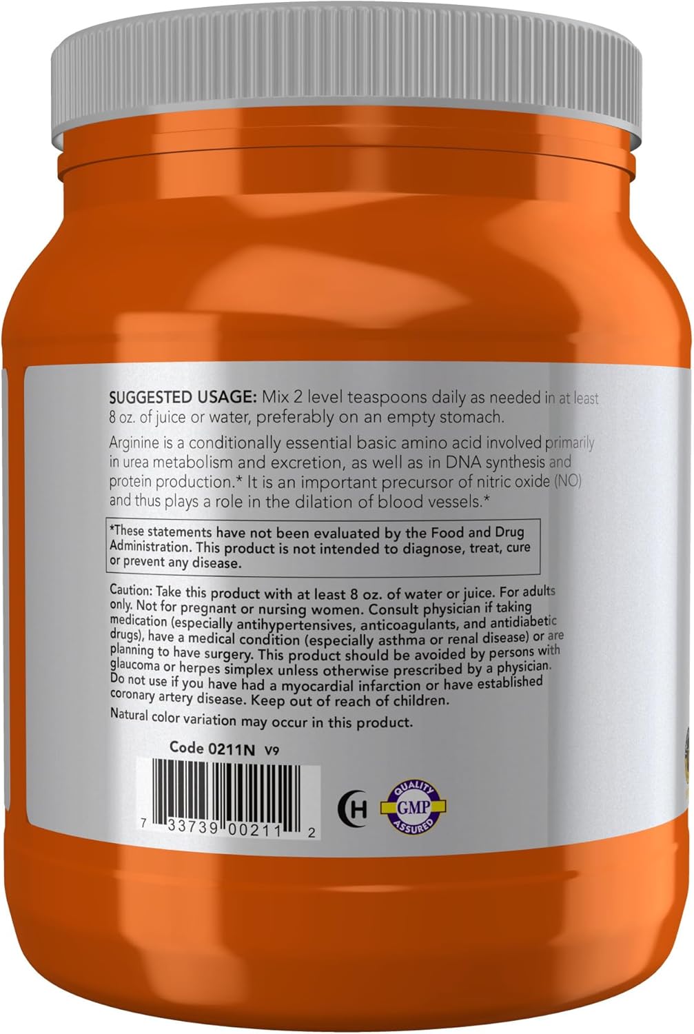 NOW Foods Sports Nutrition L-Arginine Powder for Nitric Oxide Support - 2.2-Pound Jar