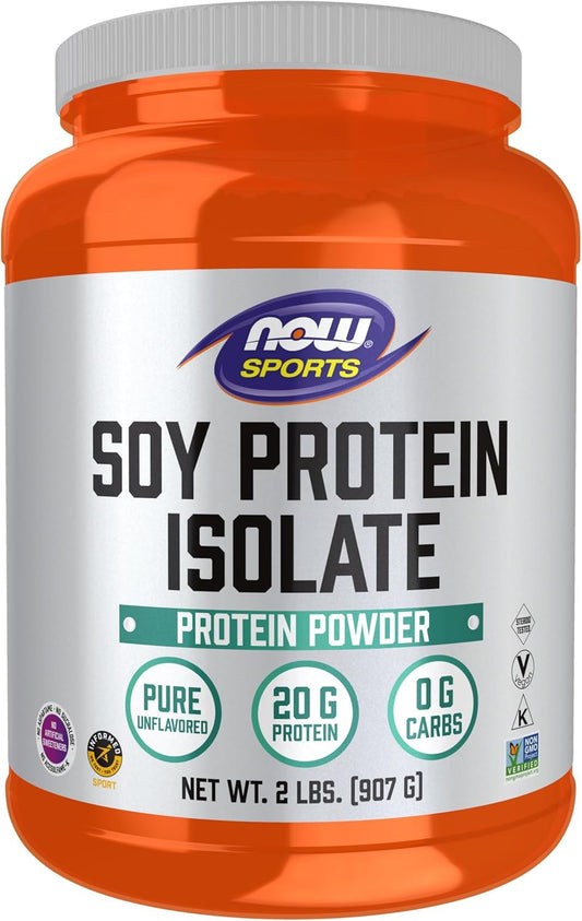 NOW Foods Sports Nutrition Soy Protein Isolate Powder - 20g Protein, Zero Carbs, Unflavored - 2lb
