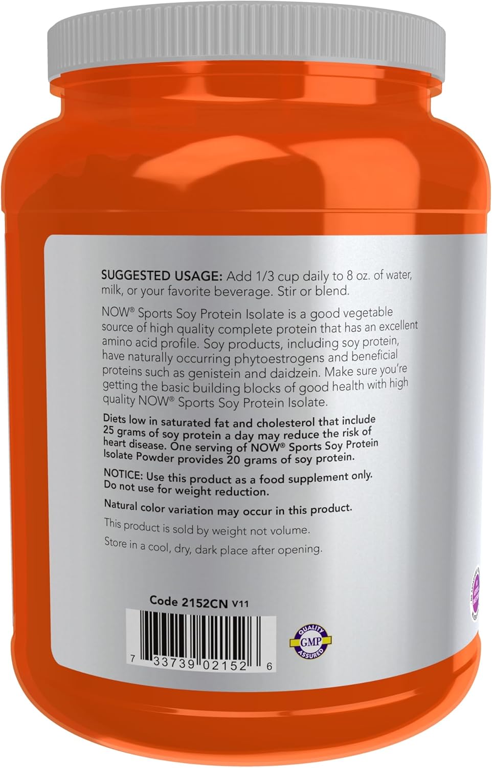 NOW Foods Sports Nutrition Soy Protein Isolate Powder - 20g Protein, Zero Carbs, Unflavored - 2lb