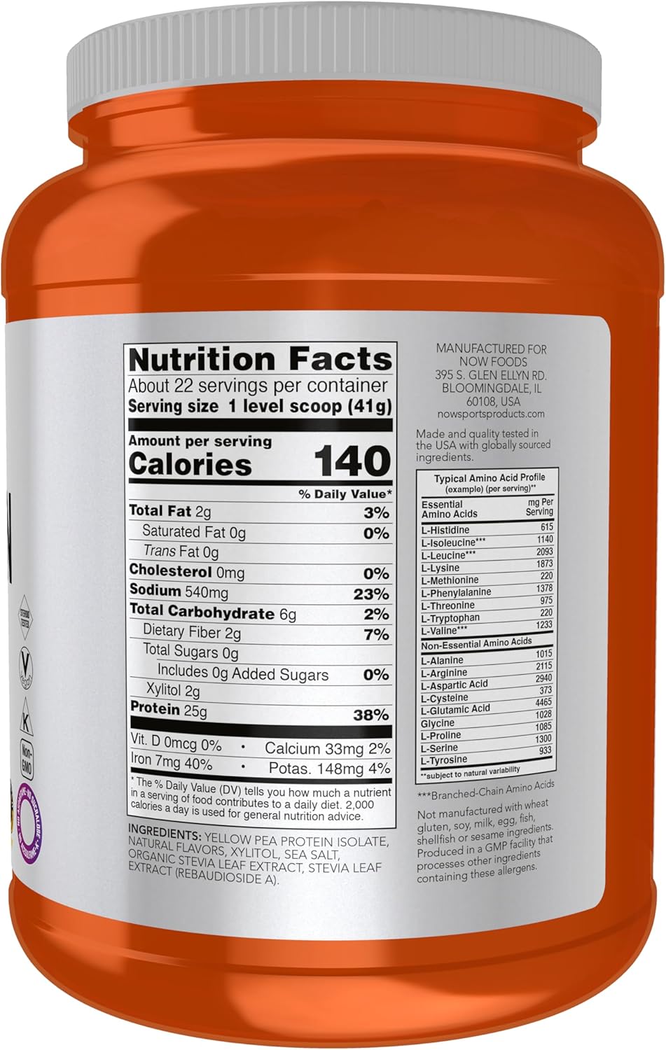 NOW Foods Sports Nutrition Vanilla Toffee Pea Protein Powder 2lb - 25g Protein with BCAAs, Easy to Digest