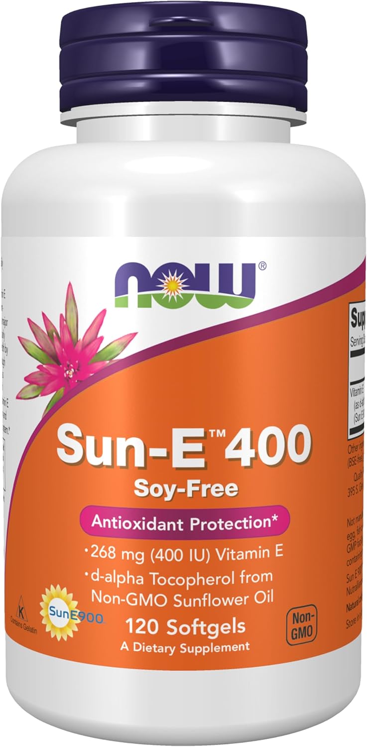 NOW Foods Sunflower Oil Vitamin E Supplements, 400 IU Softgels - Non-GMO Tocopherol Source (120 Count) - BoostGo Australia