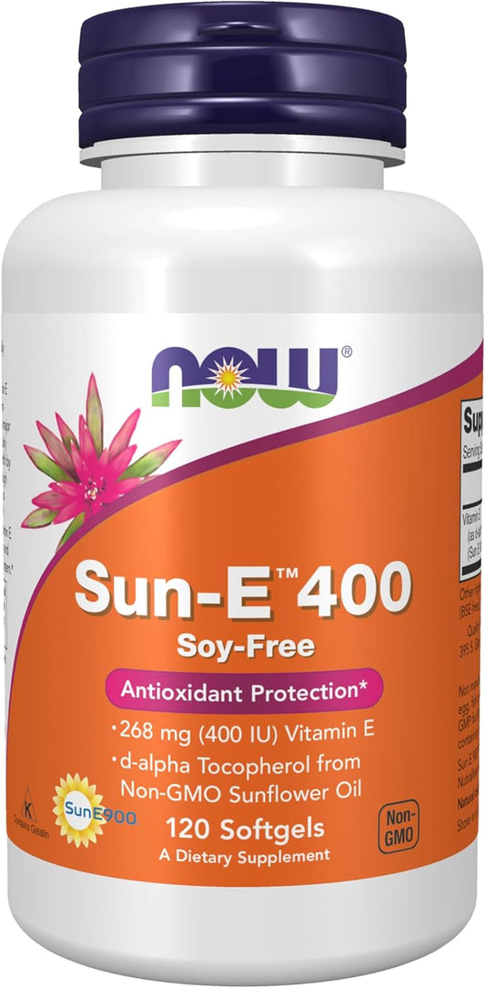 NOW Foods Sunflower Oil Vitamin E Supplements, 400 IU Softgels - Non-GMO Tocopherol Source (120 Count) - BoostGo Australia