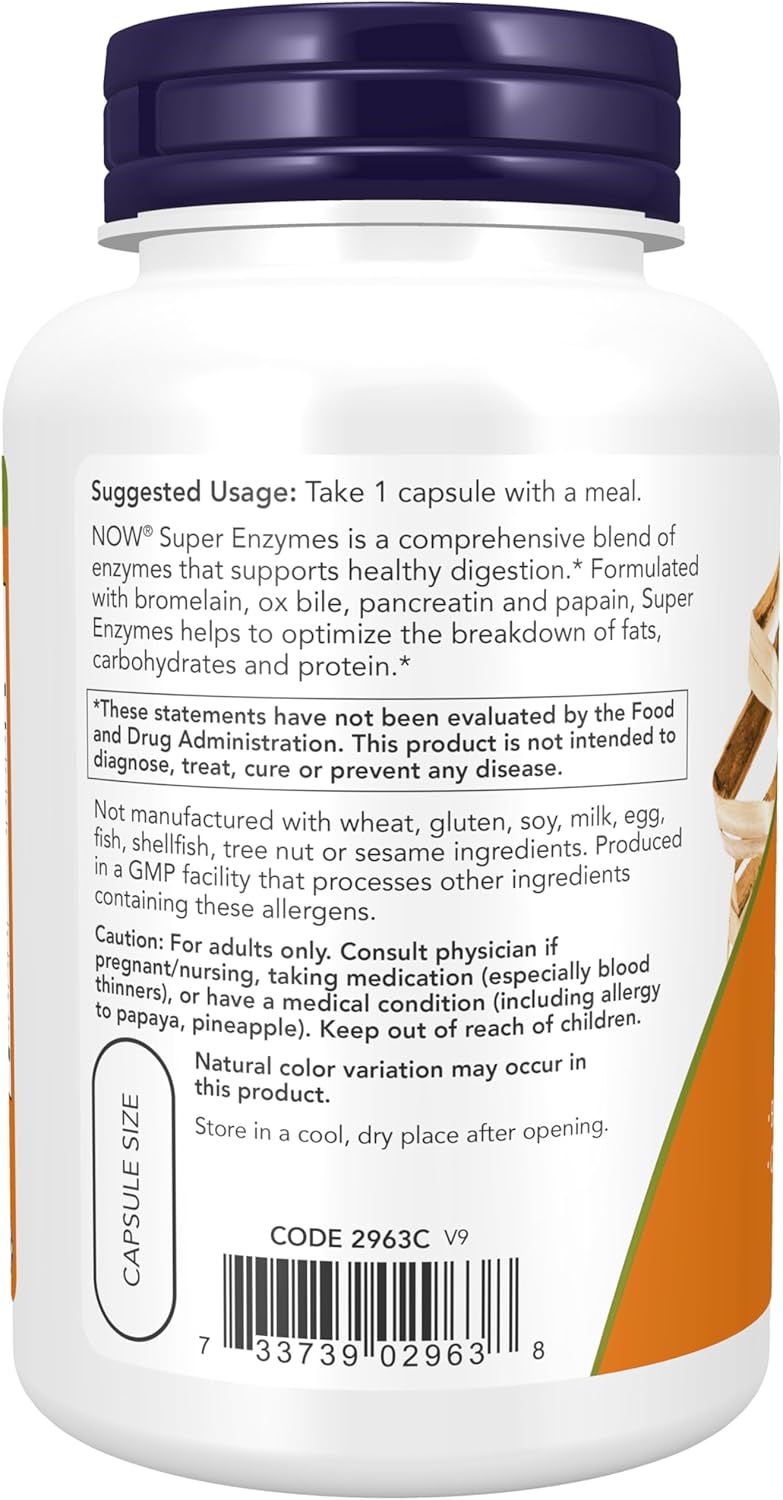 NOW Foods Super Enzymes - 90 Capsules (Pack of 2) for Digestive Support