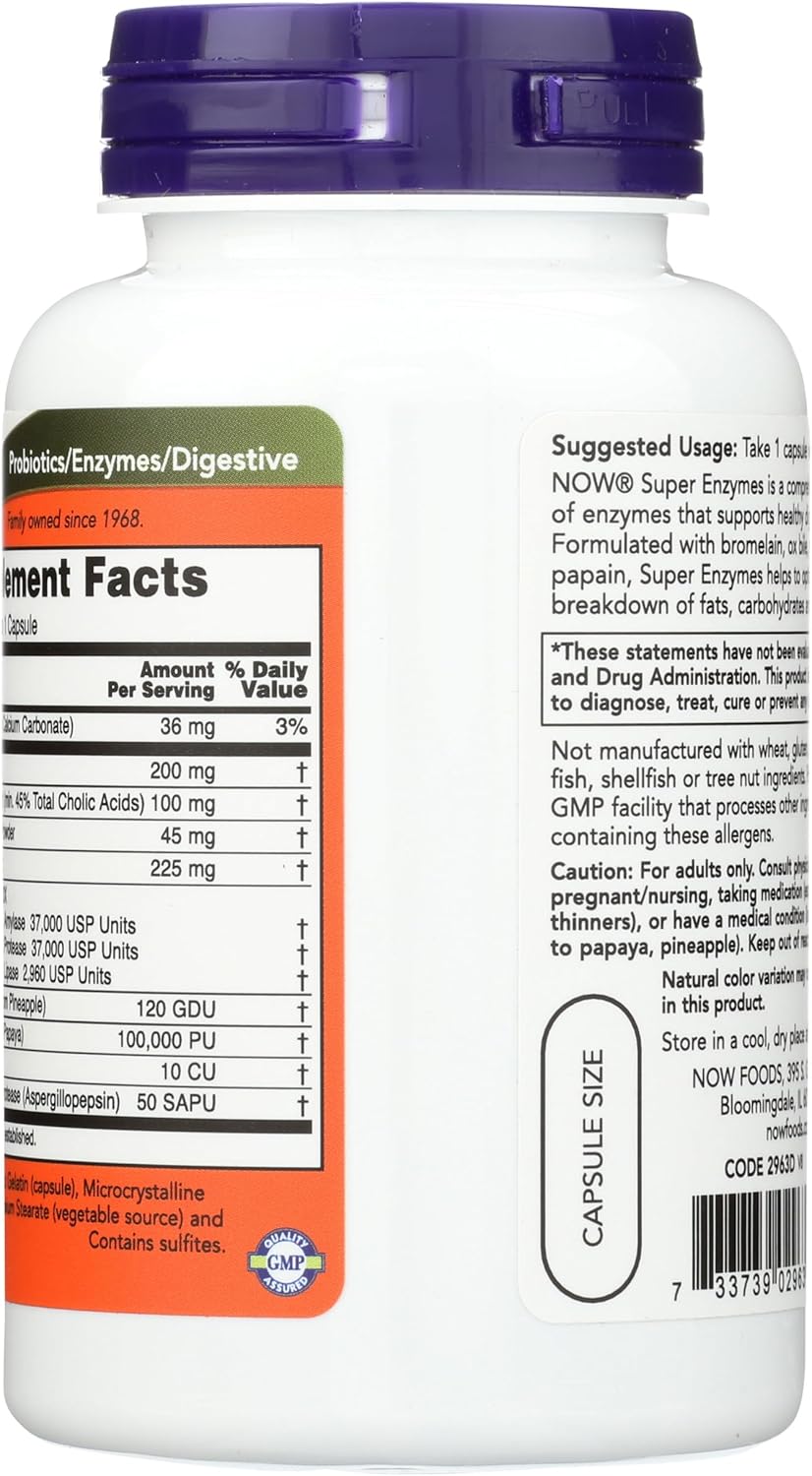 NOW Foods Super Enzymes - Digestive Health Support - 90 Capsules