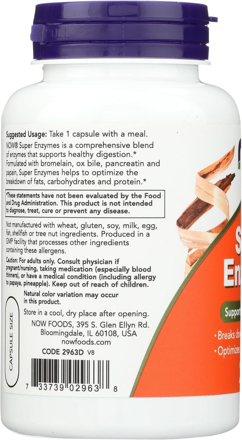 NOW Foods Super Enzymes - Digestive Health Support - 90 Capsules
