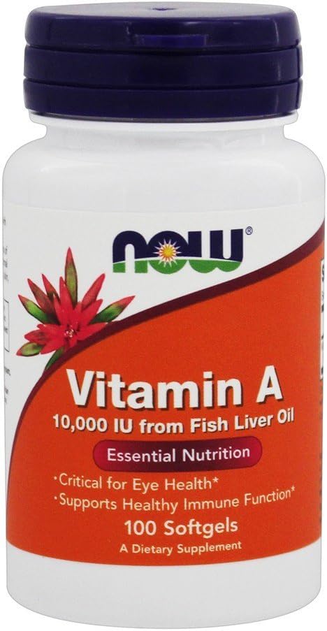 Now Foods Vitamin A 100 Softgels - 10,000 IU Dietary Supplement for Immune Support
