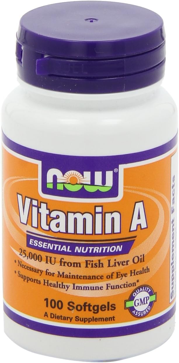 NOW Foods Vitamin A 25,000 IU Softgels - Pack of 4