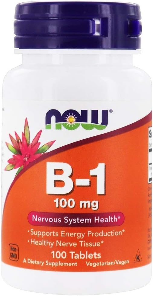Now Foods Vitamin B-1 (Thiamine) 100mg - Pack of 200 Tablets for Energy Support