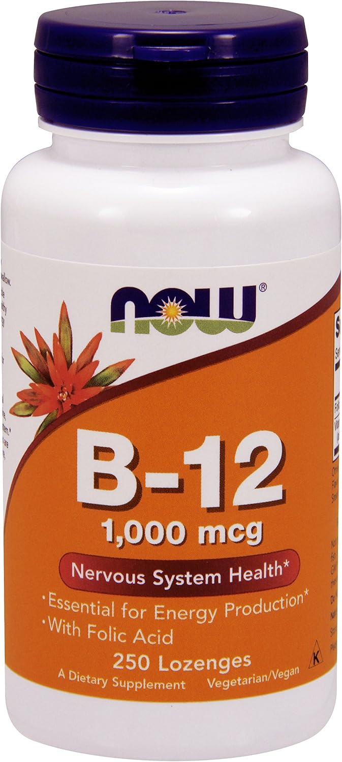 NOW Foods Vitamin B-12 1000mcg Lozenges - 250 Count Bottle for Energy Support - BoostGo Australia