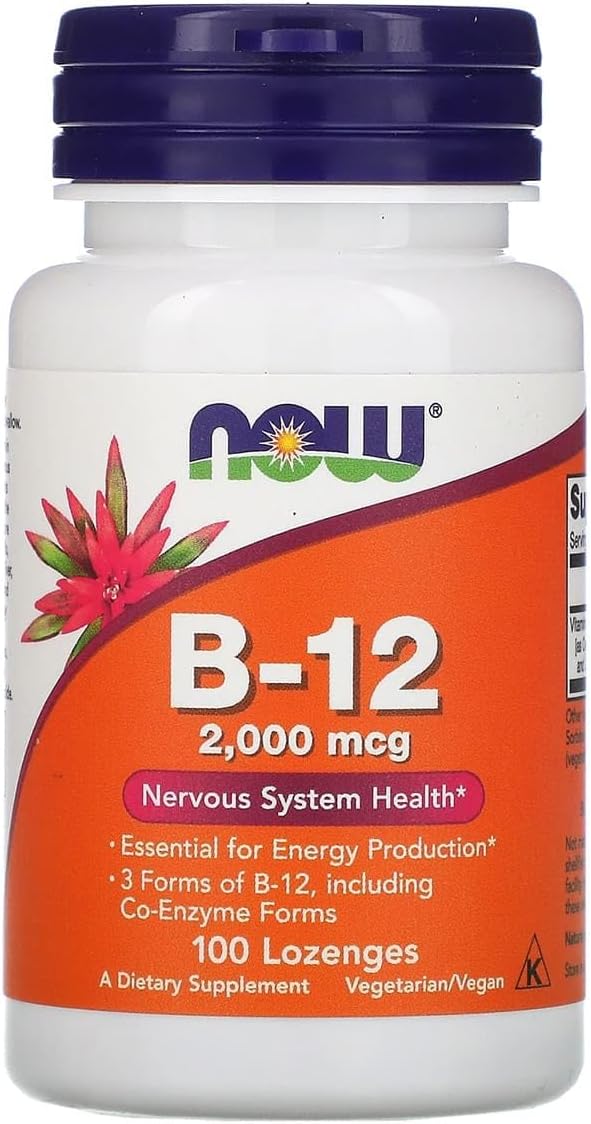 NOW Foods Vitamin B-12 2,000 mcg Lozenges - 100 Count Bottle - BoostGo Australia