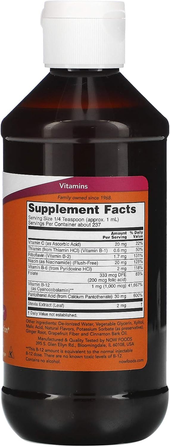 Now Foods Vitamin B-12 Liquid 8oz - Pack of 2 - Natural Energy Booster