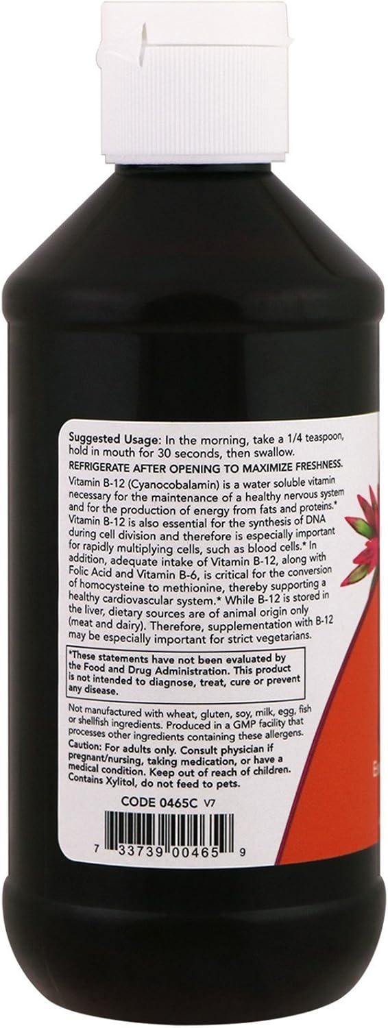 Now Foods Vitamin B-12 Liquid 8oz - Pack of 2 - Natural Energy Booster