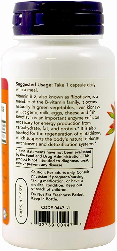 NOW Foods Vitamin B-2 Capsules 100 mg - Pack of 2