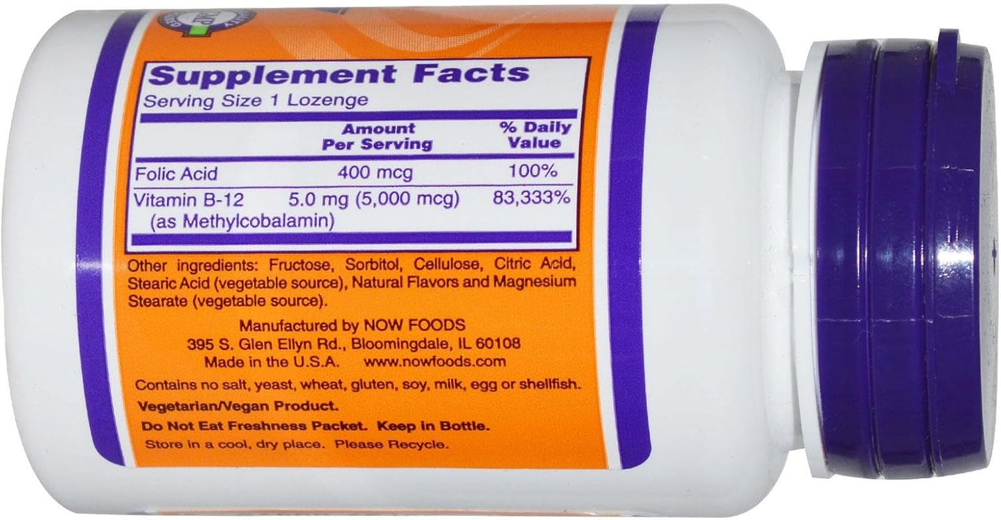 Now Foods Vitamin B12 Brain Support Lozenges, 60 Count Bottle