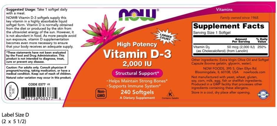 NOW Foods Vitamin C-1,000 with Rose HIPS, Sustained Release Tablets & Vitamin D-3 2,000 IU Softgels Bundle for Antioxidant and Structural Support