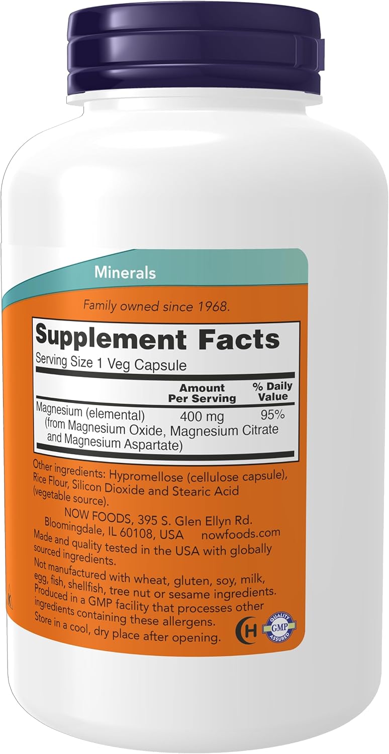NOW Foods Vitamin C-1,000 with Rose HIPS Sustained Release 250 Tablets + Magnesium 400mg 180 Veg Capsules