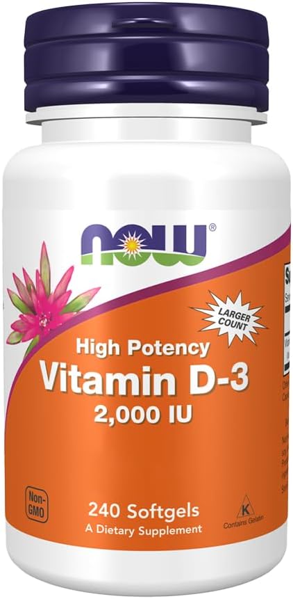 NOW Foods Vitamin D-3 2000iu Softgels - 240 Count Bottle