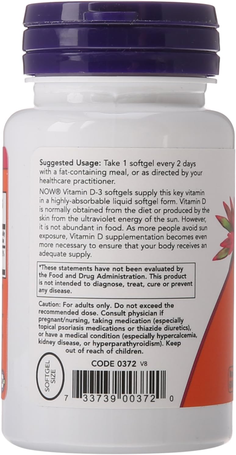 NOW Foods Vitamin D-3 5,000 IU Softgels - 120 Count