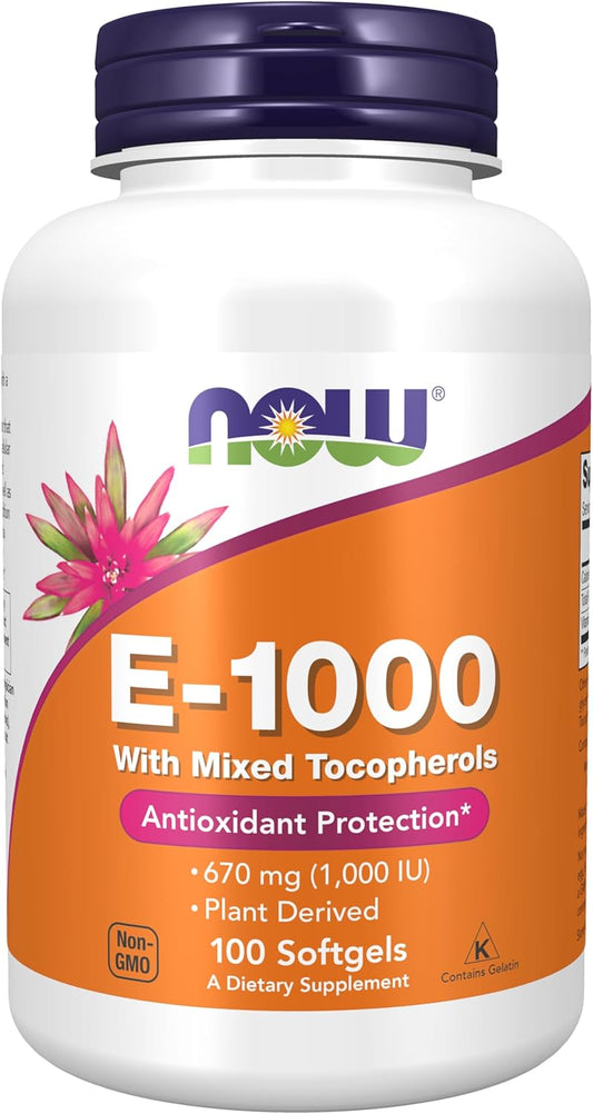 NOW Foods Vitamin E-1,000 IU Mixed Tocopherols Softgels for Antioxidant Protection - 100 Count - BoostGo Australia