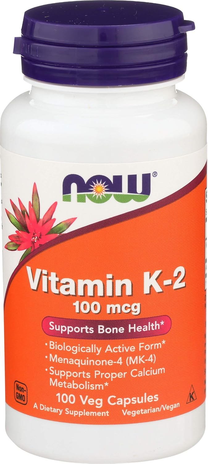 NOW FOODS Vitamin K-2 100 mcg - 100 Vegetarian Capsules, 100 Count