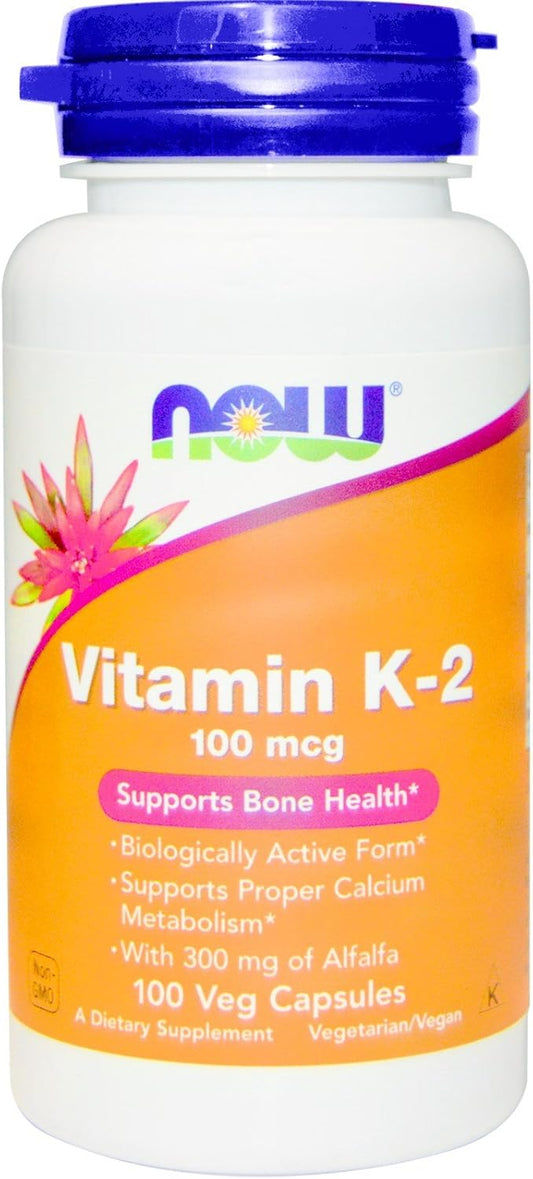 NOW Foods Vitamin K-2 100mcg Capsules - Pack of 200