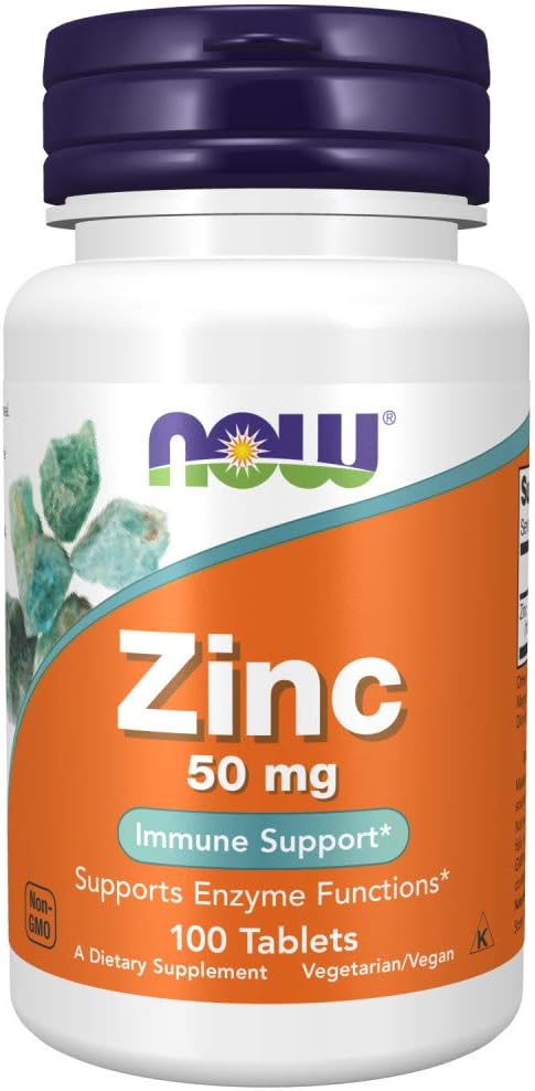 NOW Foods Zinc 50 mg - 200 Tablets Total for Immune Support