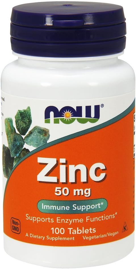 NOW Foods Zinc Gluconate Tablets - 100 Count, 50mg - Immune Support Supplement