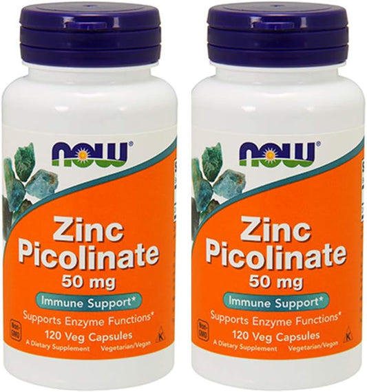 NOW Foods Zinc Picolinate 50mg - 240 Capsules, Pack of 2