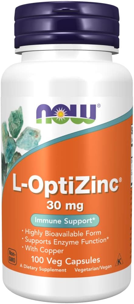 NOW Opti L-Zinc 30mg Capsules - 100 Count (Pack of 3) by NOW Foods