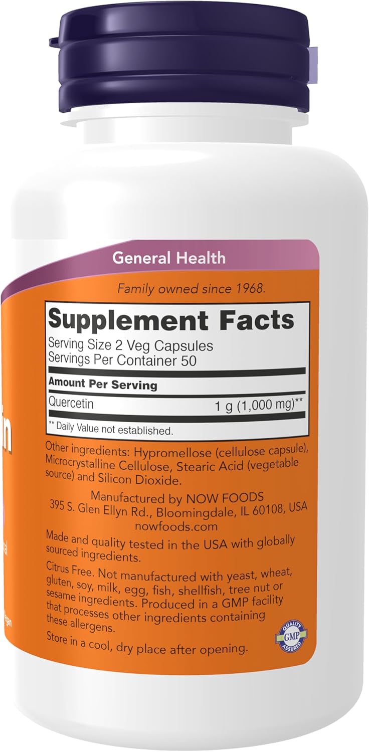NOW Quercetin 500mg Supplement - 100 Vegetarian Capsules by NOW Foods