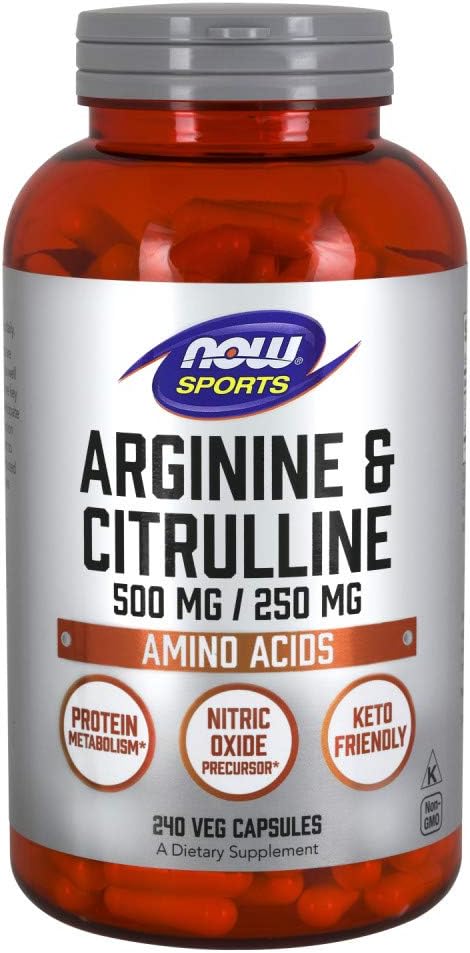 NOW Sports Nutrition Arginine & Citrulline Amino Acids Supplement 240 Veg Capsules