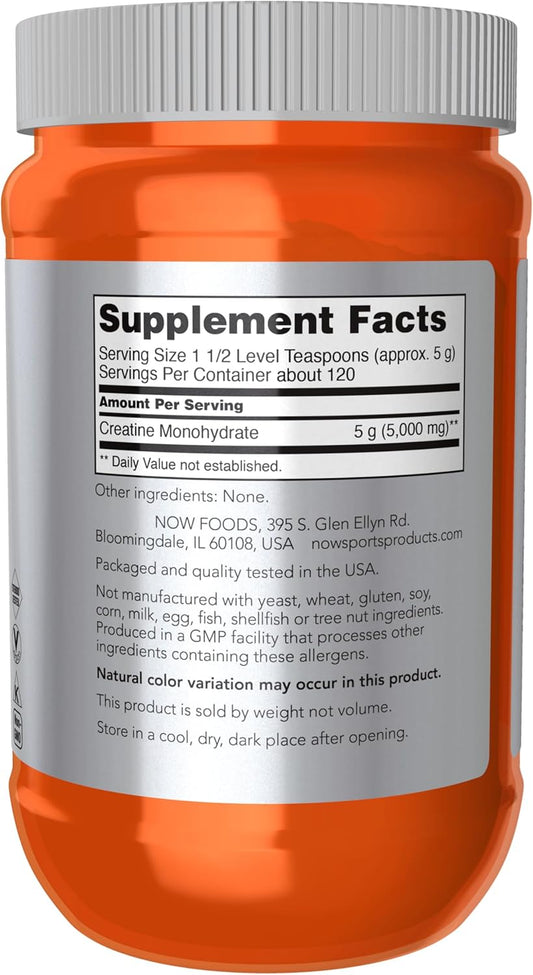NOW Sports Nutrition Creatine Monohydrate Powder for Mass Building and Energy Production - 21.2-Ounce (Pack of 2)