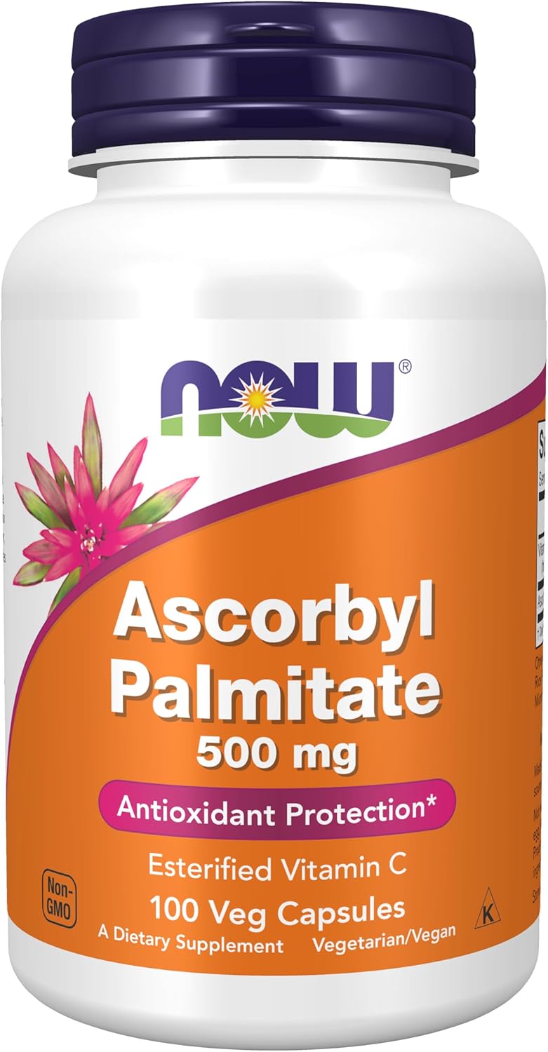 NOW Supplements Ascorbyl Palmitate 500mg Vitamin C Capsules - Antioxidant Protection - 100 Veg Capsules