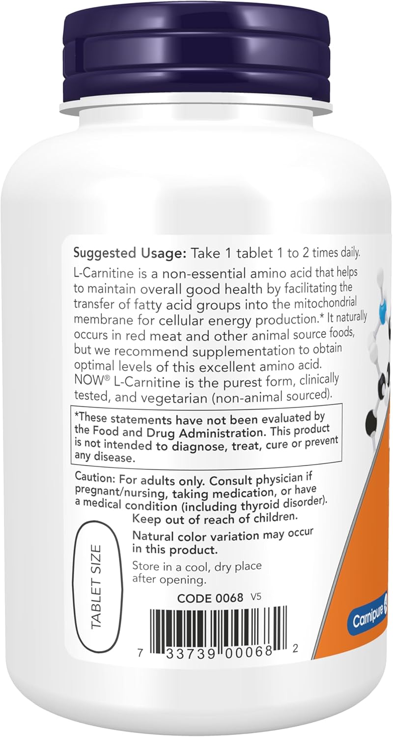 NOW Supplements Ubiquinol 100mg Softgels & L-Carnitine 1000mg Tablets for Fitness Support, High Bioavailability and Purest Form CoQ10 and Amino Acid