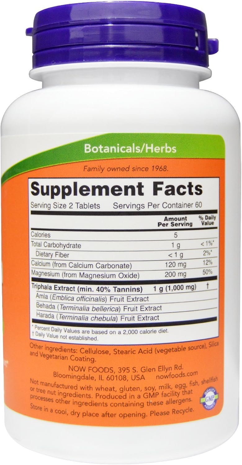NOW Triphala 500mg - 240 Tablets, Pack of 2 - Natural Digestive Support Supplement