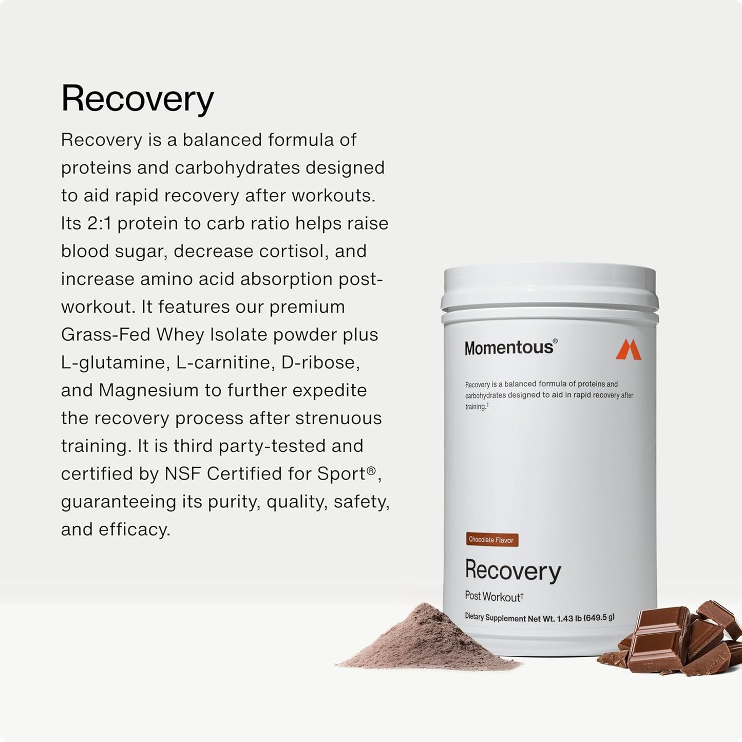 NSF Certified Grass-Fed Whey Protein Powder - 20g Post-Workout Isolate Protein - Gluten-Free Chocolate - 15 Servings