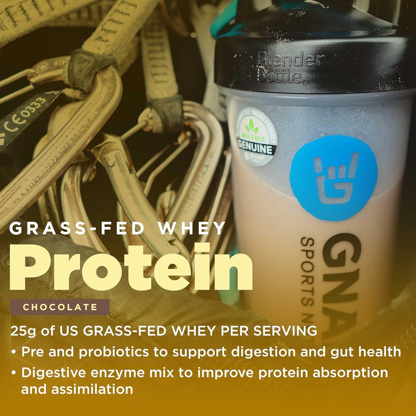 NSF Sport Certified Chocolate Protein Powder with 25g Protein for Muscle Repair - Grass Fed Whey, Smooth Chocolate Taste - 32 oz