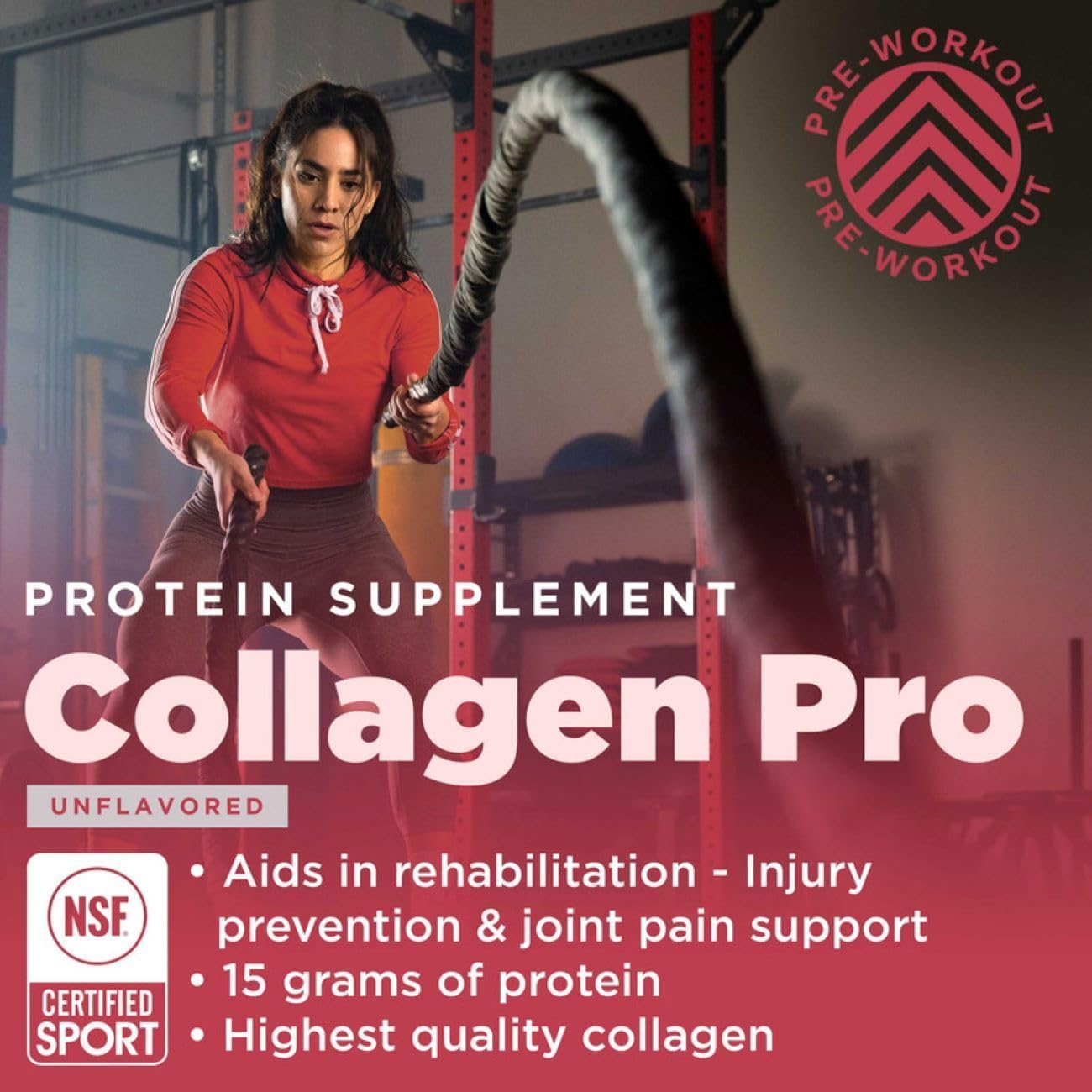 NSF Sport Certified Collagen Peptides Powder with Vitamin C, Zinc & Copper - Unflavored Protein Synthesis Supplement - 16.05 oz - BoostGo Australia