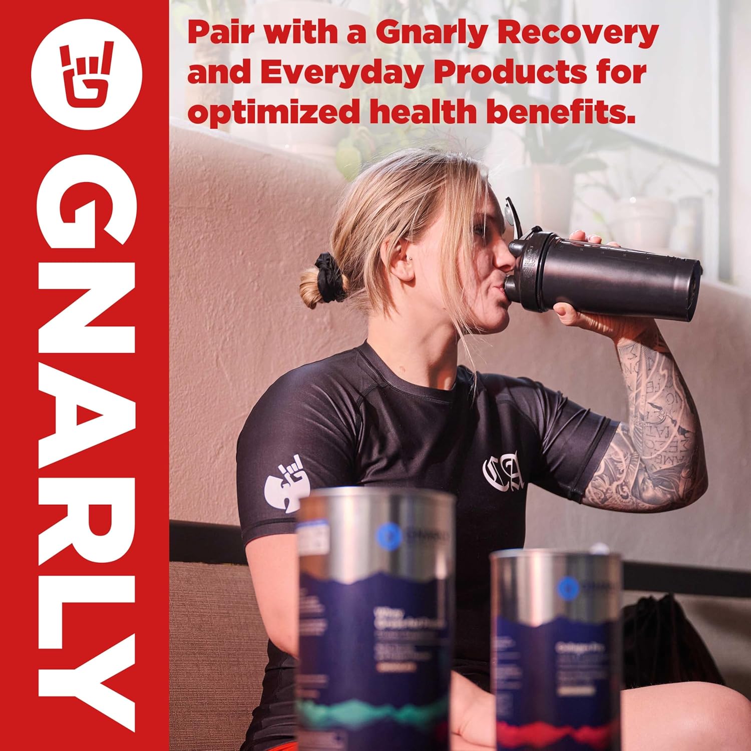 NSF Sport Certified Gnarly Nutrition BCAA Powder - Fruit Punch Flavored Pre-Workout Amino Acids Supplement with Caffeine to Support Muscle Growth and Recovery - 10.58 oz