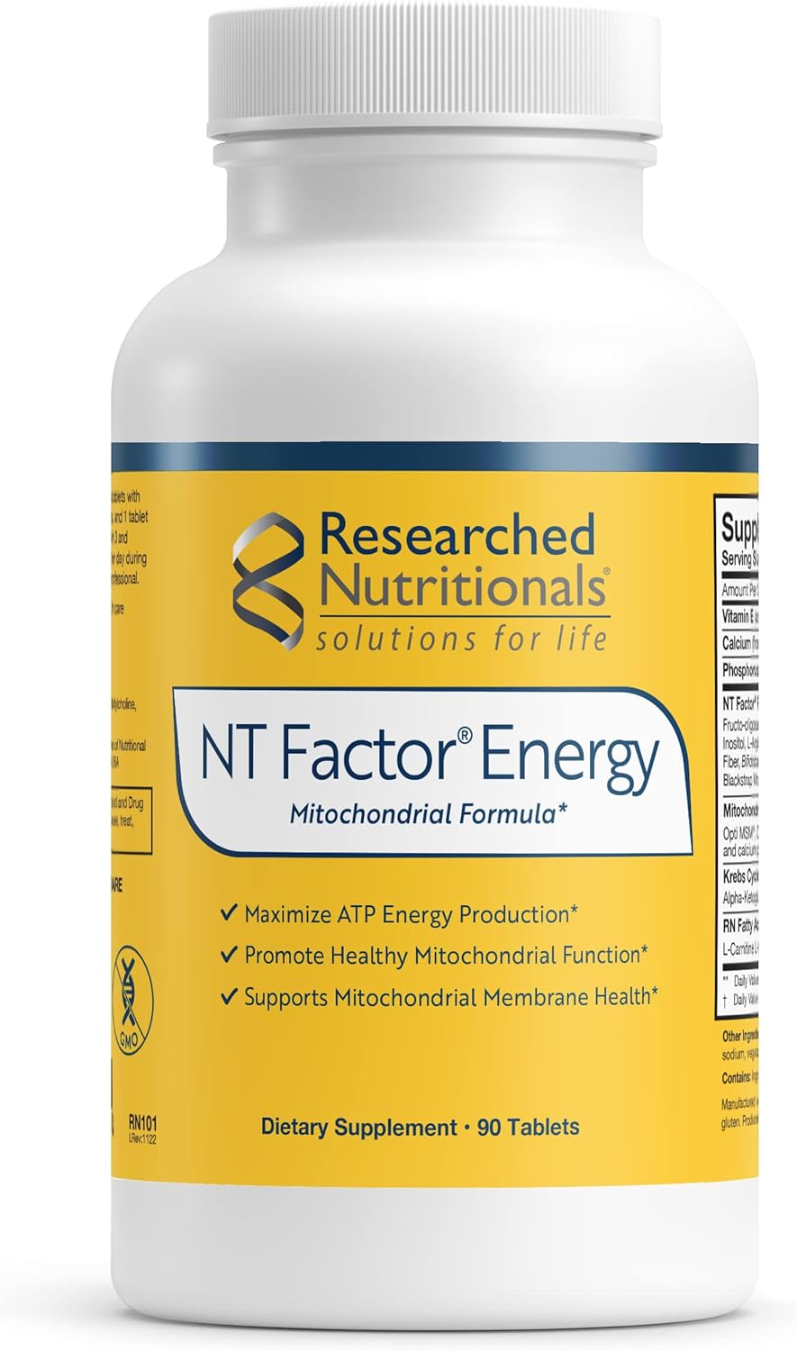 NT Factor Energy Supplement - Boost Cellular Health, ATP Production, Energy & Brain Function - 90 Tablets