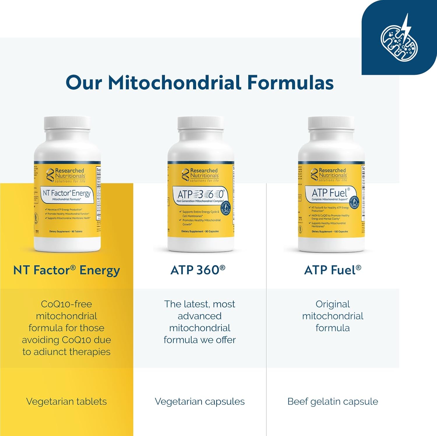 NT Factor Energy Supplement - Boost Cellular Health, ATP Production, Energy & Brain Function - 90 Tablets