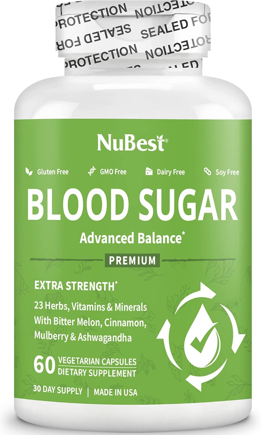 NuBest Blood Sugar Support Supplement with Bitter Melon, Ashwagandha, Cinnamon, Chromium, Magnesium, Vitamins, Alpha Lipoic Acid, Cayenne Pepper - Pack of 4 - Promotes Healthy Blood Sugar Levels