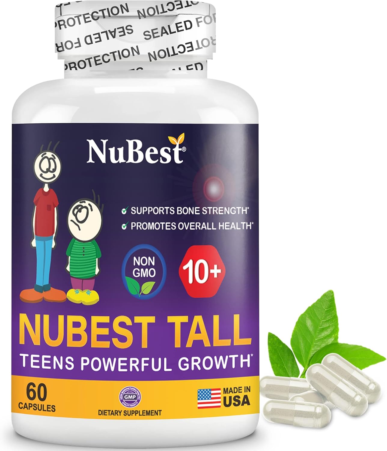 NuBest Bundle: Height Growth & Healthy Growth Tall 10+ Supplement - 60 Capsules for Children 10+ and 90 Chewables for Kids 2-9 - Promotes Taller Growth and Bone Strength