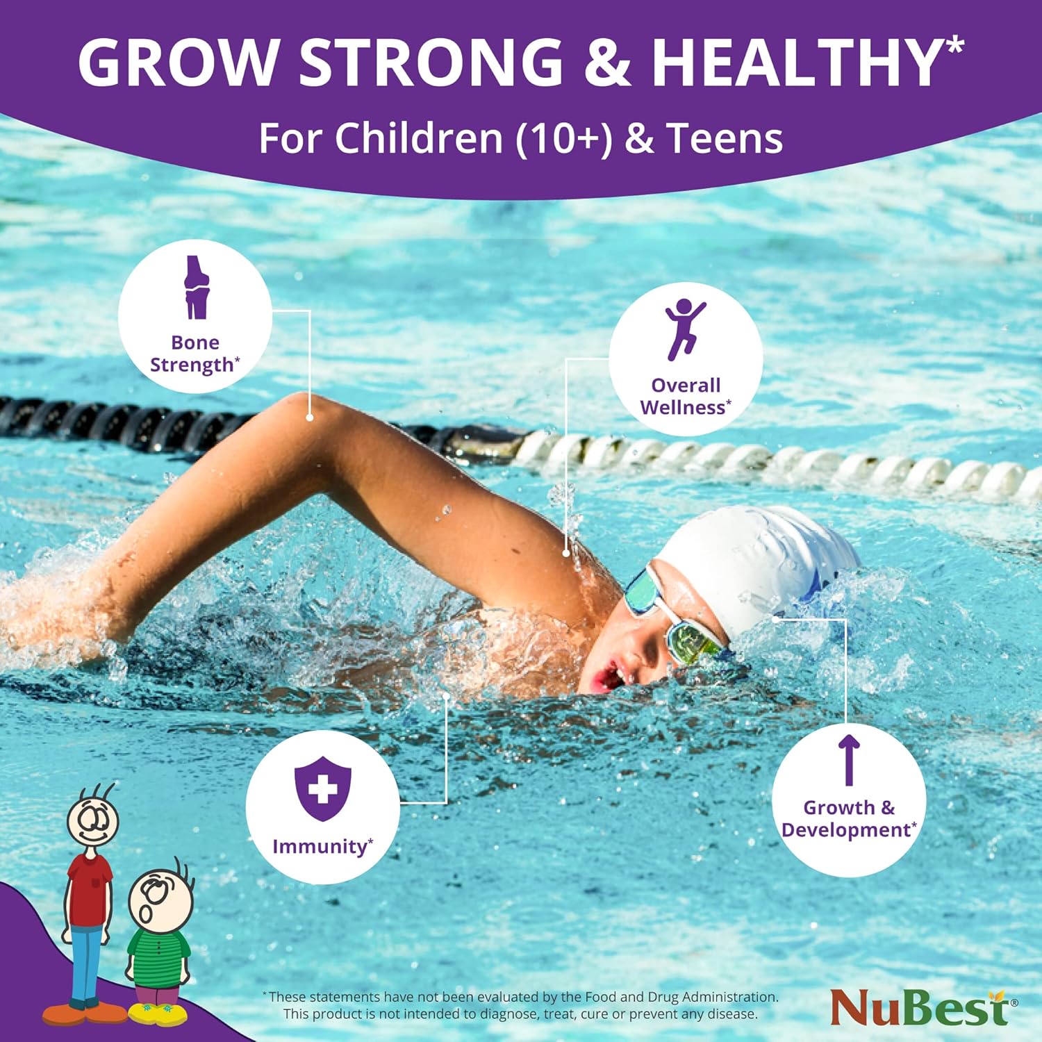 NuBest Bundle: Height Growth & Healthy Growth Tall 10+ Supplement - 60 Capsules for Children 10+ and 90 Chewables for Kids 2-9 - Promotes Taller Growth and Bone Strength