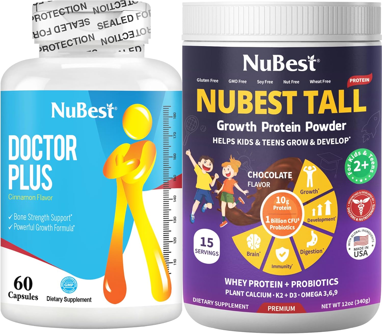 NuBest Bundle: Protein Powder & Doctor Plus for Teen Height Growth - Support Healthy Growth, Grow Taller, & Development