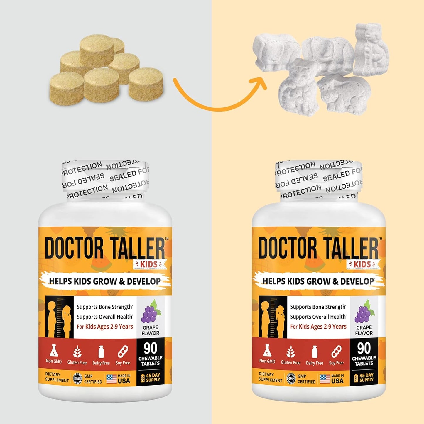 NuBest Doctor Taller Kids Multivitamins - Support Height Growth and Immunity - Grape Flavor - 270 Vegan Chewable Tablets for Ages 2-9
