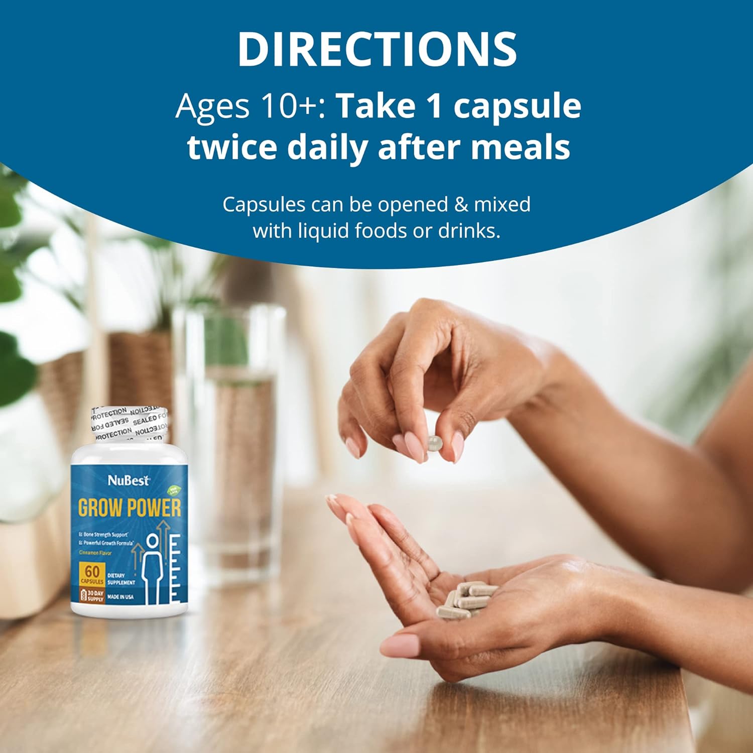 NuBest Tall Protein Powder Chocolate & Grow Power Bundle for Healthy Height Growth & Bone Strength - Grow Strong for Teens