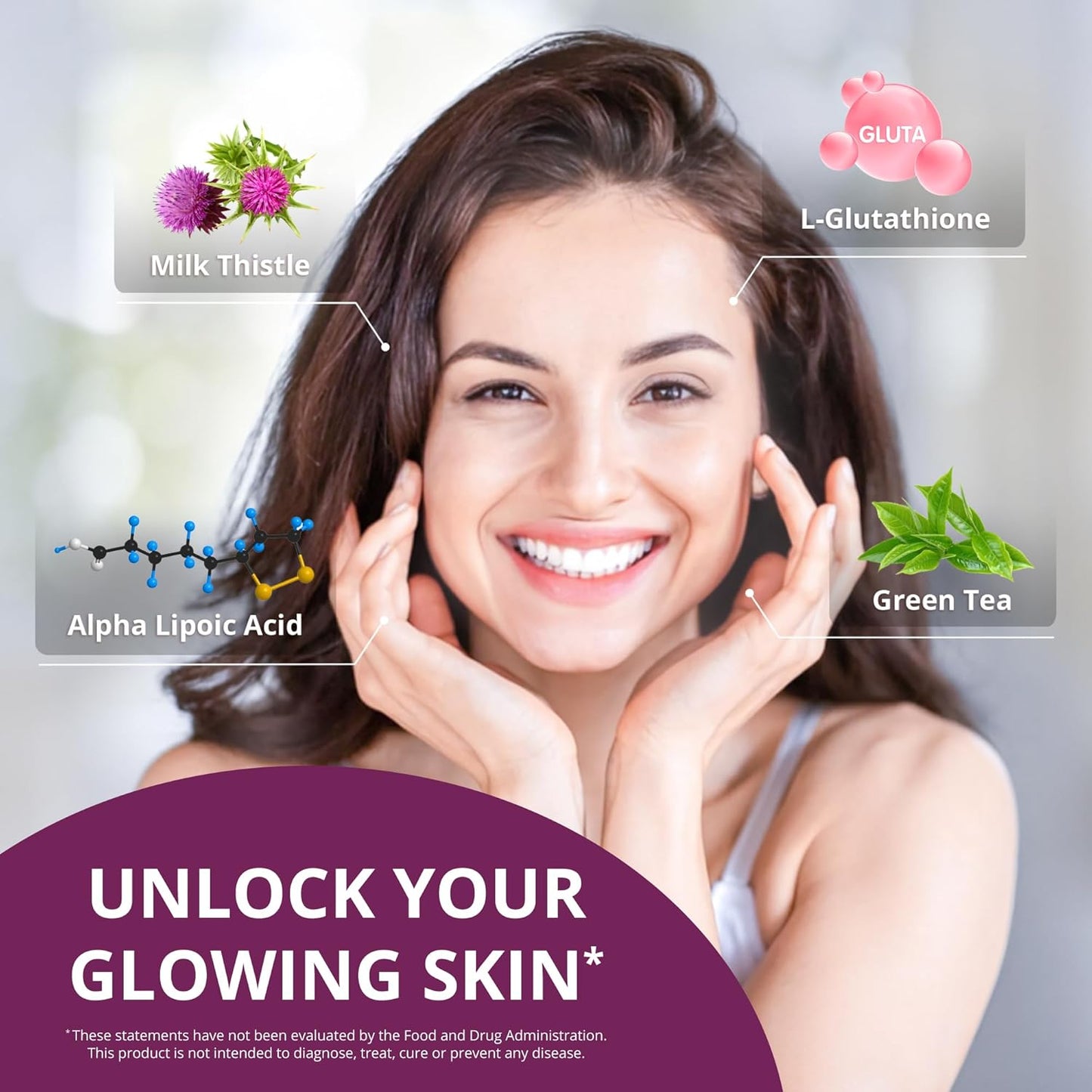 NuBest White Skin Brightening Supplement - Glutathione 400mg & Milk Thistle Extract - Antioxidant & Detox - 2 Pack