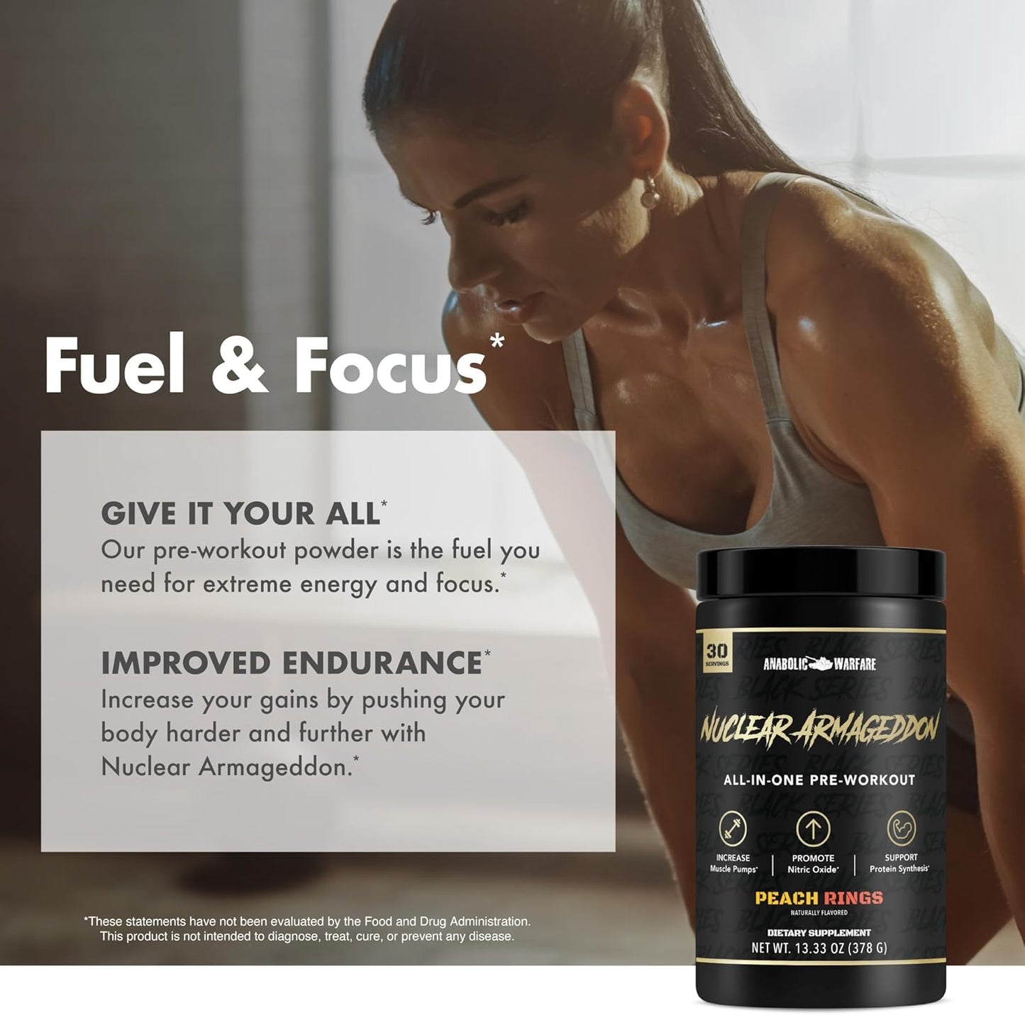 Nuclear Armageddon Pre-Workout Powder with L-Citrulline, Beta Alanine, and Caffeine - Fruit Explosion Flavor - 30 Servings for Men & Women